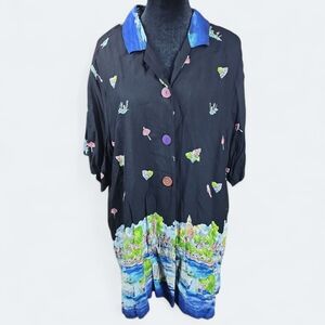 PHYSICAL ATTRACTION | Colorful Button Down Travel Vacation Resortwear Shirt | 2X